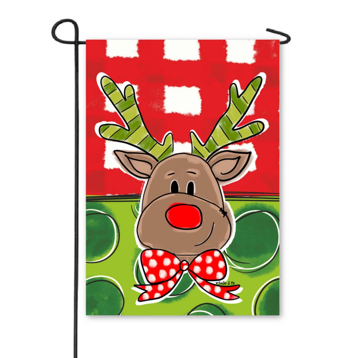 Baxter & Me - Wholesale Flag - Red & Green Reindeer Garden Flag1