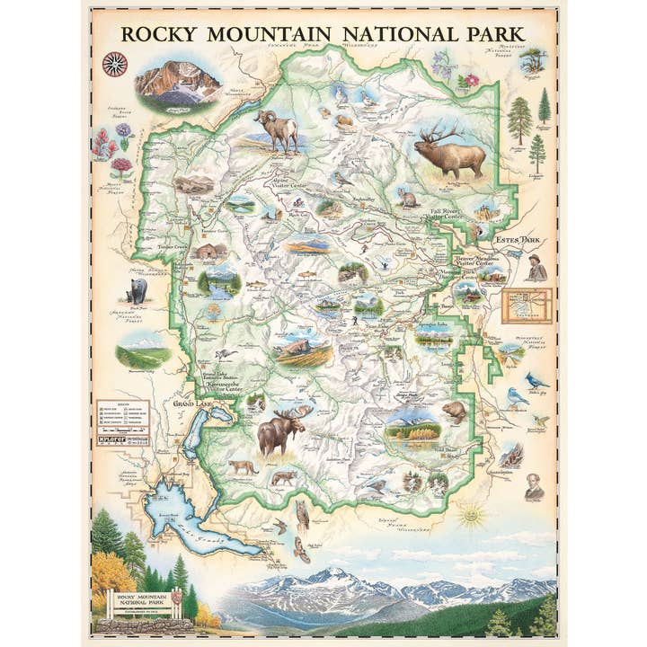 Rocky Mountain National Park Hand-Drawn Map for wholesale by XPLORER MAPS