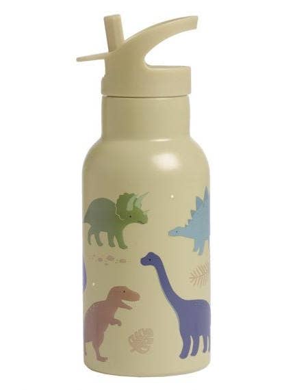 Bouteille d'eau en inox pour enfants avec motif dinosaures pour la vente par A Little Lovely Company