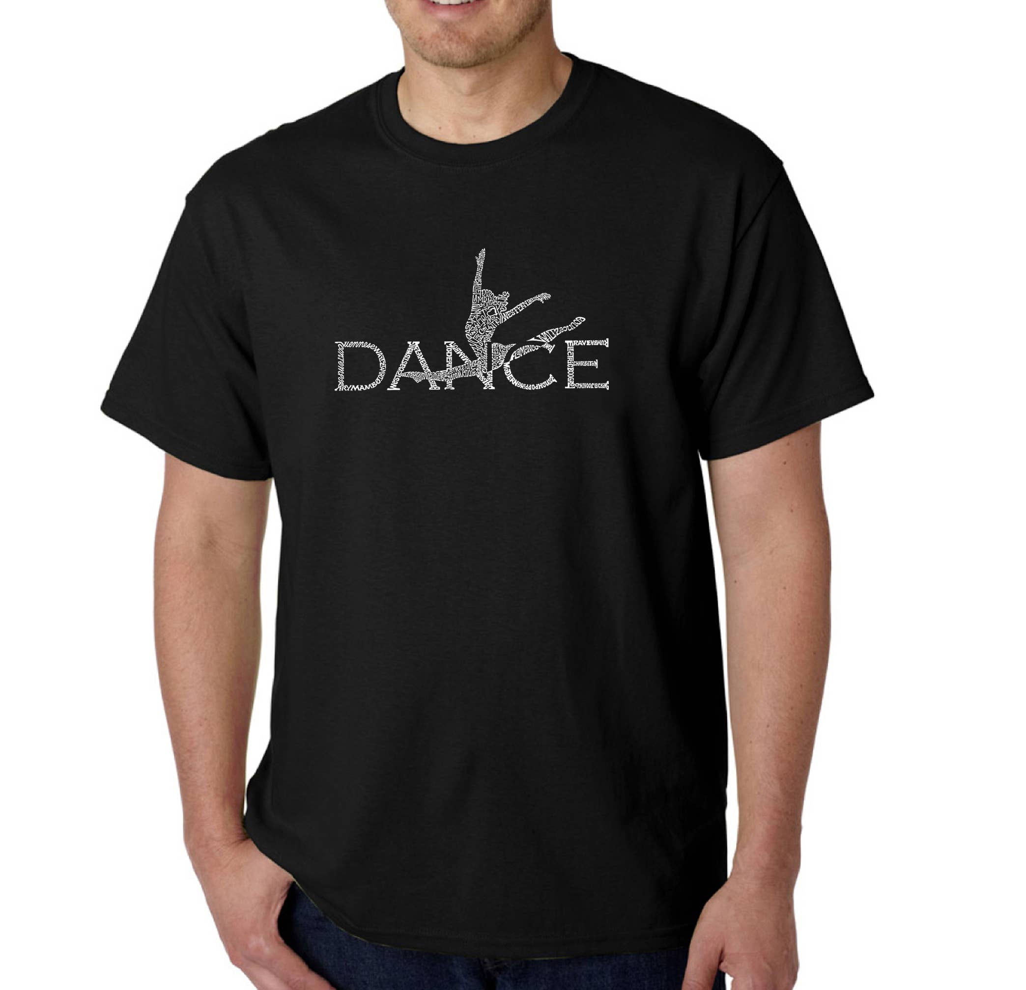 LA Pop Art - Wholesale Screen Printed T-Shirt - Men's - LA Pop Art Men's Word Art T-shirt - Dancer0