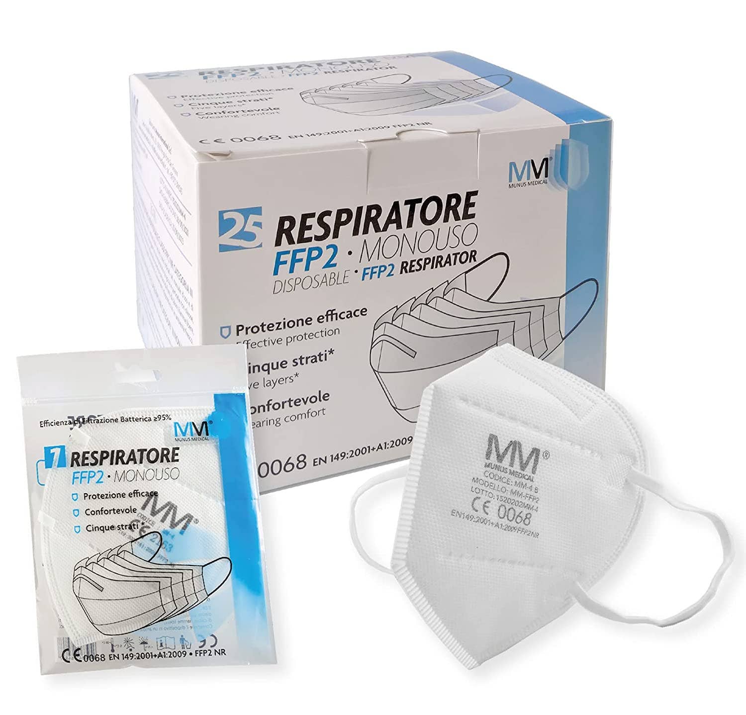 Munus Medical - Wholesale Protective Face Mask/Shield - FFP2 MM-4A RESPIRATOR - WHITE COLOR - Munus Medical2