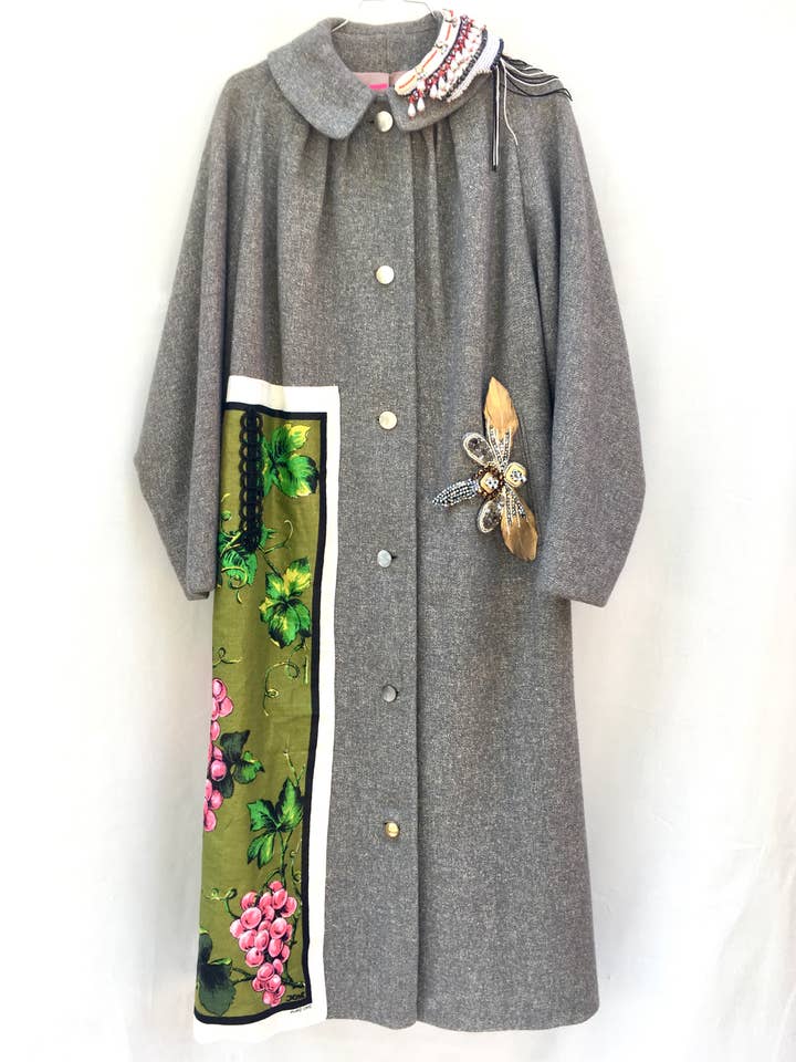 JEWELLERY AND GRAPES ON GREY SPRING COAT 7 for wholesale by LOLADARLING