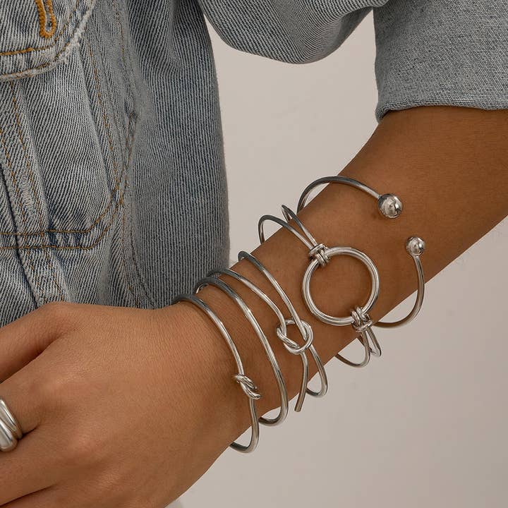 ACCITY - Wholesale Link & Chain Bracelet - SIMPLE DOUBLE-LAYER HOLLOW KNOTTED OPEN BRACELET_CWMM3101