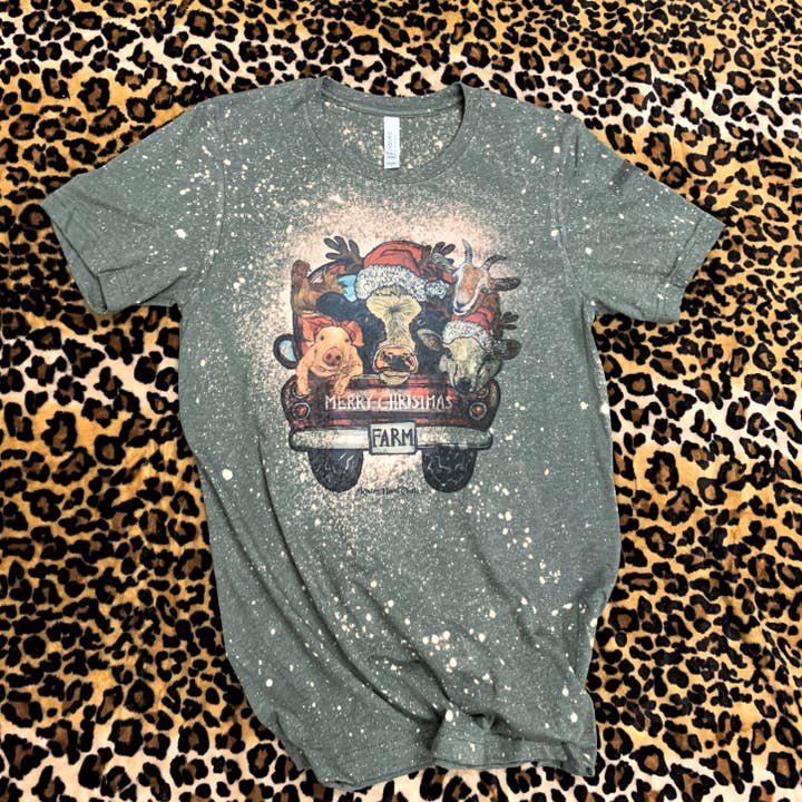 Farm Life Christmas Graphic Tee l Western Graphic Tee for wholesale by Rowdy Rowels