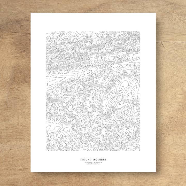 Mount Rogers Topographic Map Art Poster Print for wholesale by Topographia Design