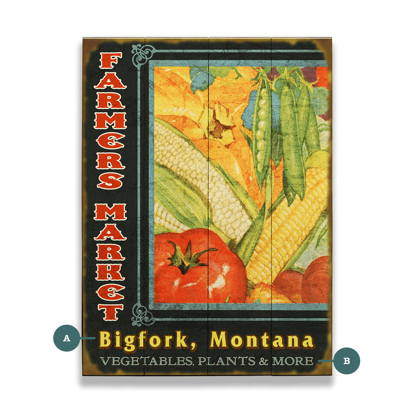 Old Wood Signs - Wholesale Sign - Bountiful Farmer's Market: Personalized0