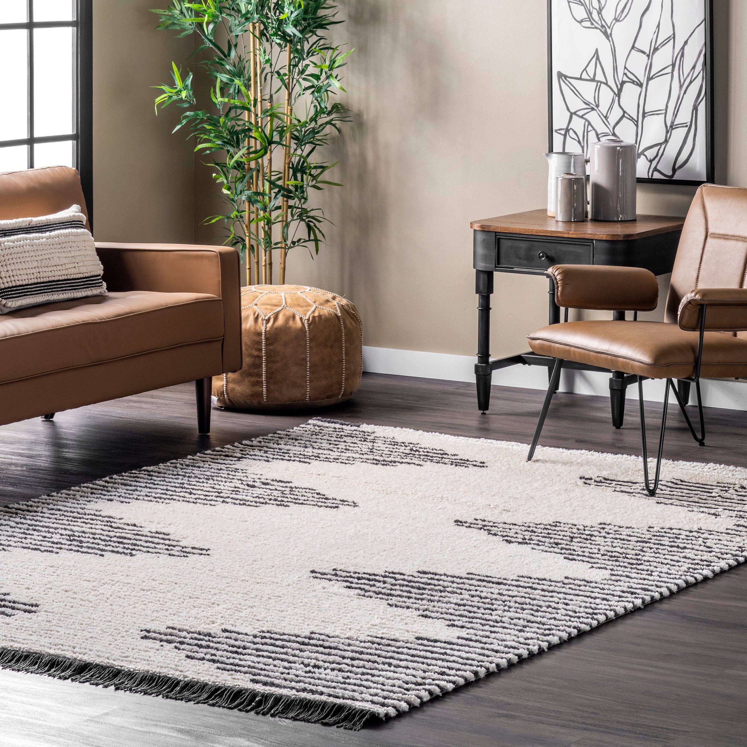 Beige Morgan Contemporary Shag Fringe Area Rug for wholesale on Faire0