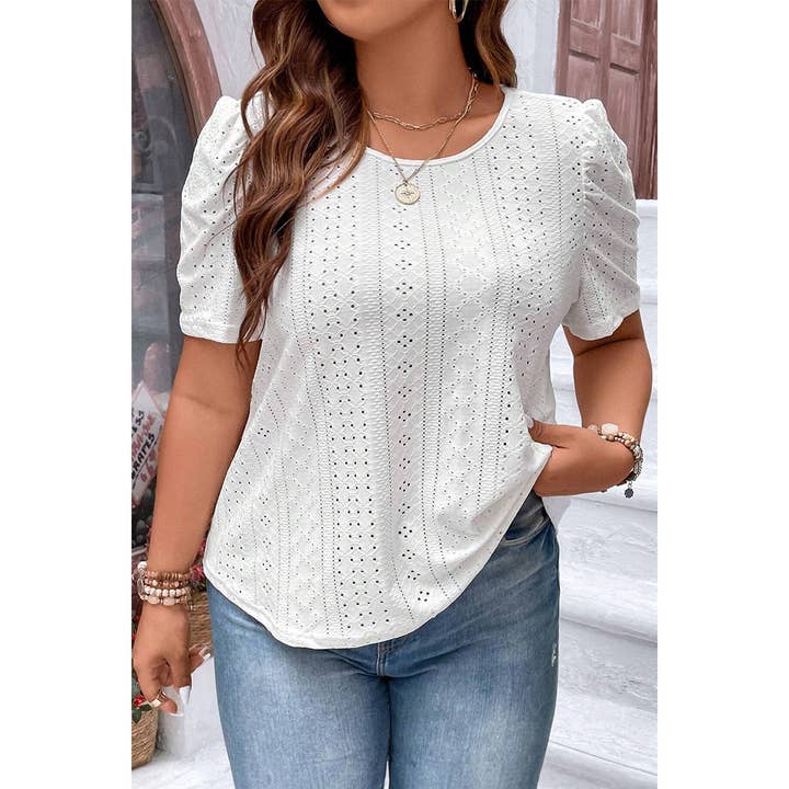 Camicia Plus Size Tinta Unita Con Maniche A Sbuffo per la vendita all'ingrosso da parte di Supreme Fashion