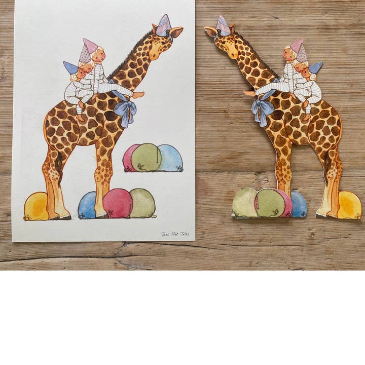 Tall Hat Tales - Wholesale Party/Paper Folding Fan - Giraffe1