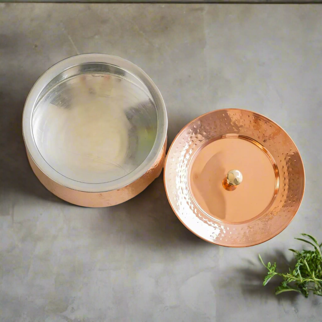 SAMA Homes - Wholesale Cooking Pot - 100% Pure Copper Biryani Handi with Lid – Small (2L) | Traditional Indian Cookware | Non-Toxic & Nutrient-Rich Cooking Pot1