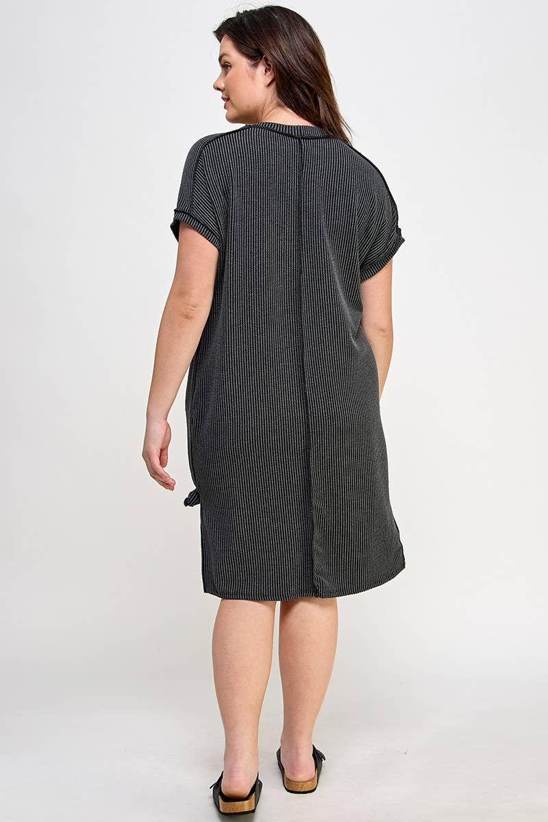 Haute Fox Plus Size & Contemporary – Engroshandel Kjole - Dame – Ribbet midi tee kjole i store størrelser JK18643-D8