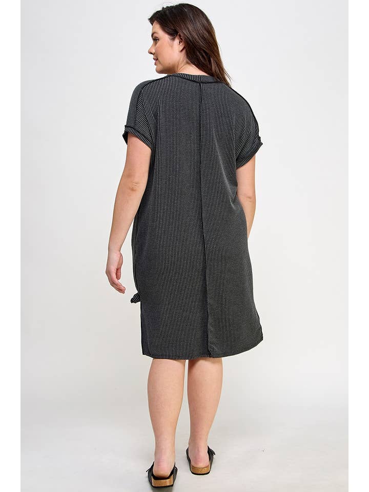 Haute Fox Plus Size & Contemporary – Engroshandel Kjole - Dame – Ribbet midi tee kjole i store størrelser JK18643-D8