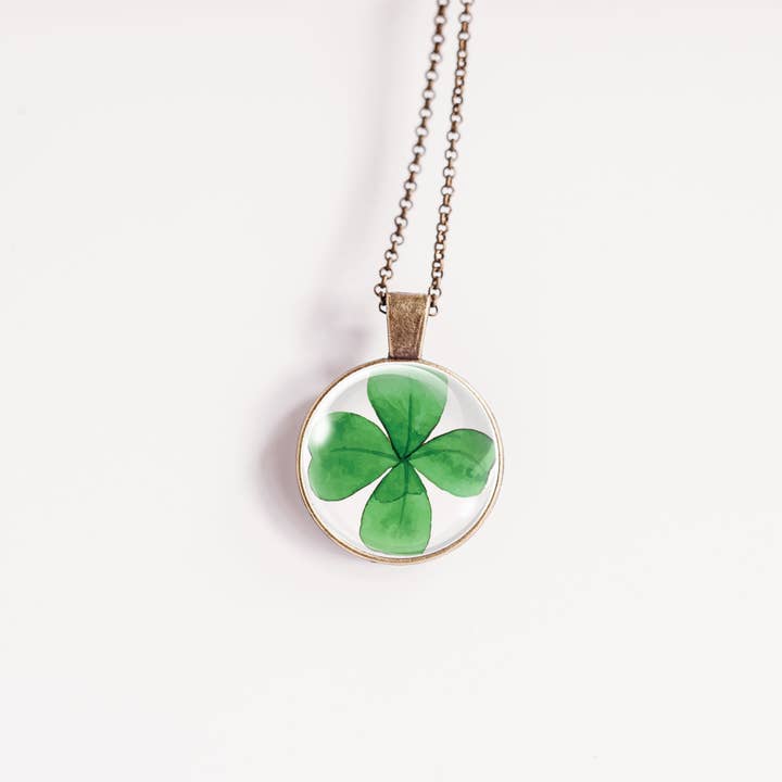 Four Leaf Clover Pendant – St. Patrick's Day Necklace for wholesale by Whimsy Spirit Shop