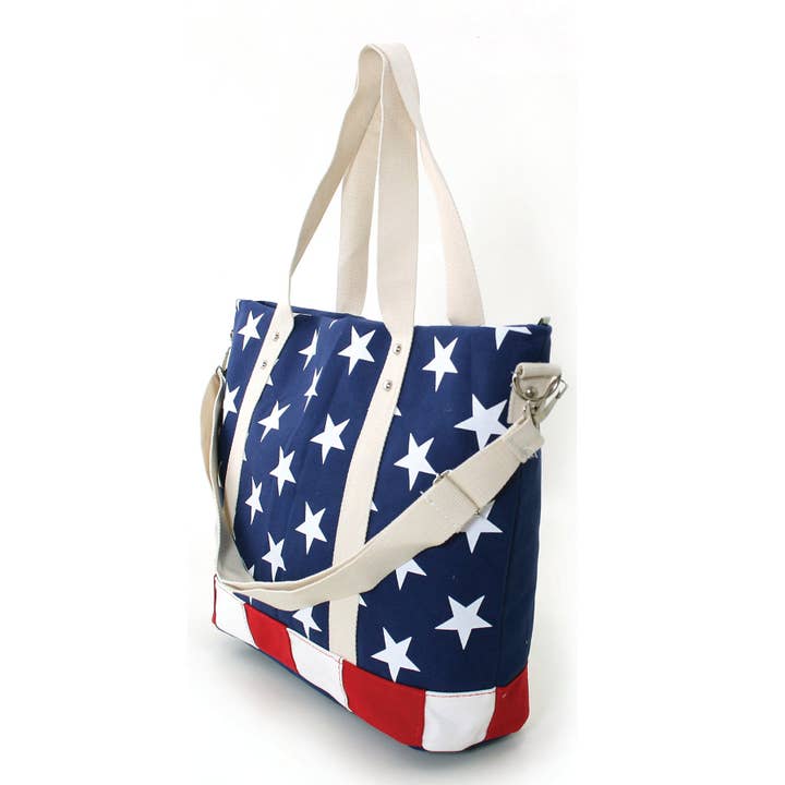 COMECO INC - Wholesale Tote Bag - Women's - Stars and Stripes USA Flag Canvas Tote Bag1