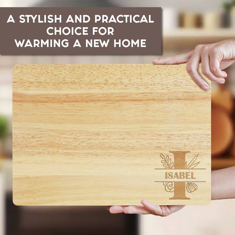 Engrave My Memories - Wholesale Snijplank - Aangepaste snijplank met bloemenmonogram, huwelijkscadeau voor koppels7