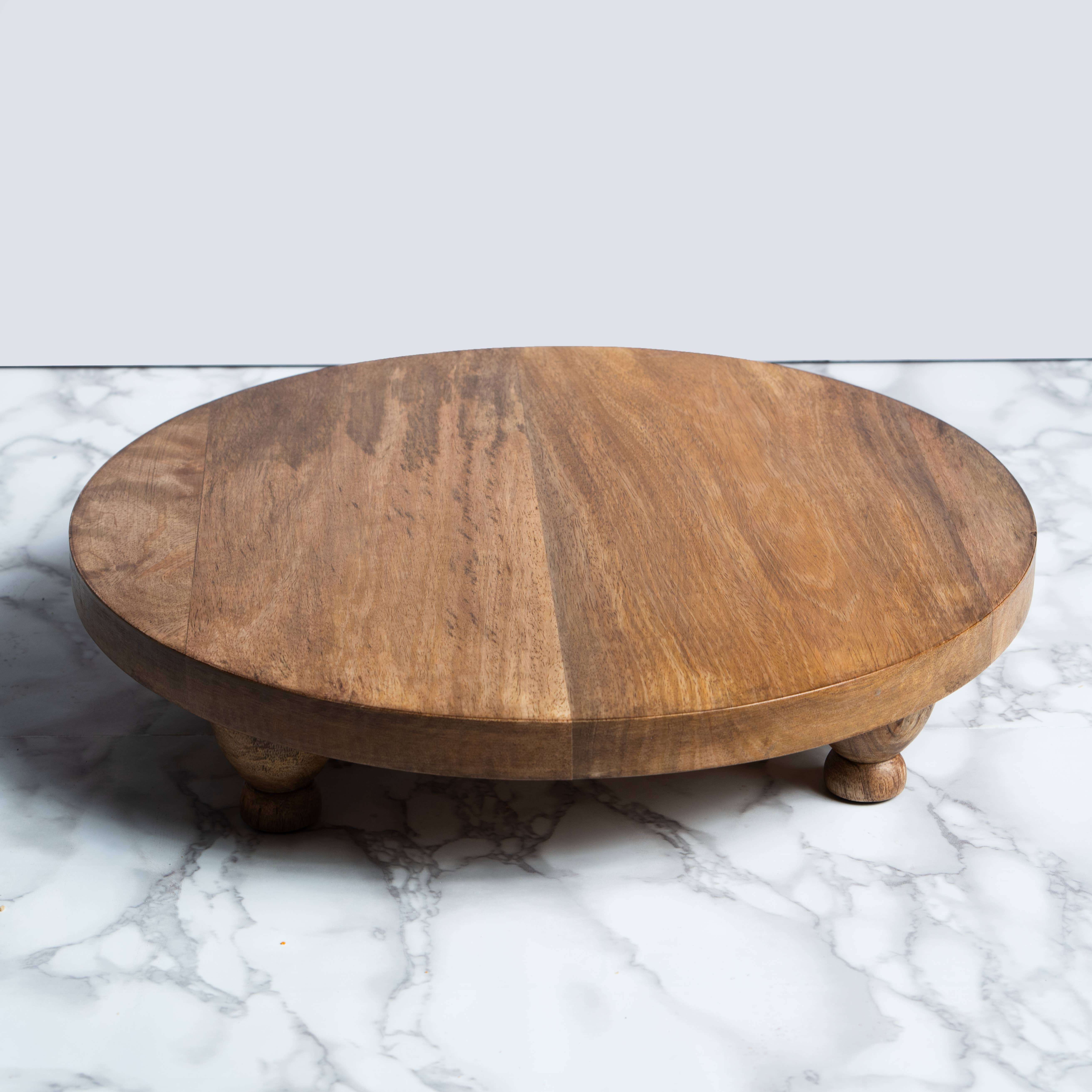 Valor Home Goods - Wholesale Flatware Serving Piece - Hand-Crafted Farmhouse Round Footed Serving Board9