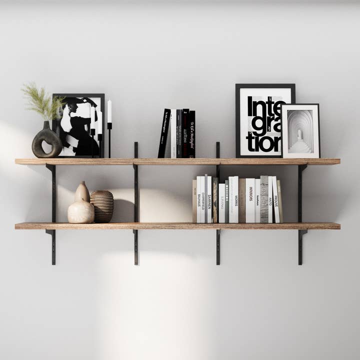 TURIN 60" Adjustable Shelves with 10" Deep and 1" Thick Solid Wood Board - 2, 3 or 4 Tier - Burnt for wholesale by Wallniture