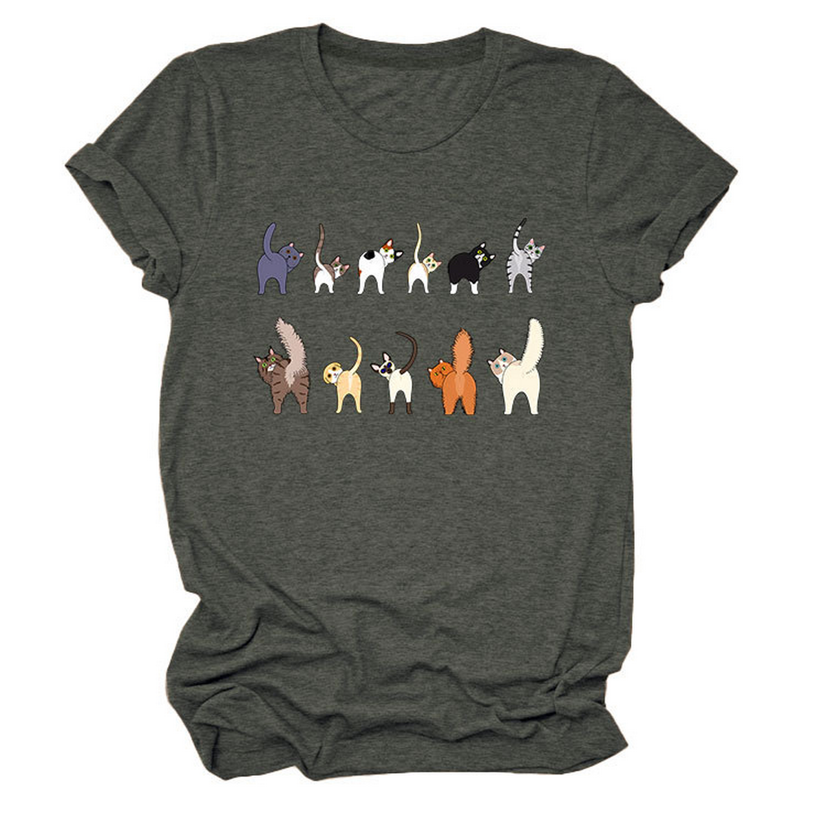 ACCITY - Wholesale T-Shirt (Graphic) - Unisex - Cute Cat Graphic Tee – 11 Cats Turn Around_CWTTS14951