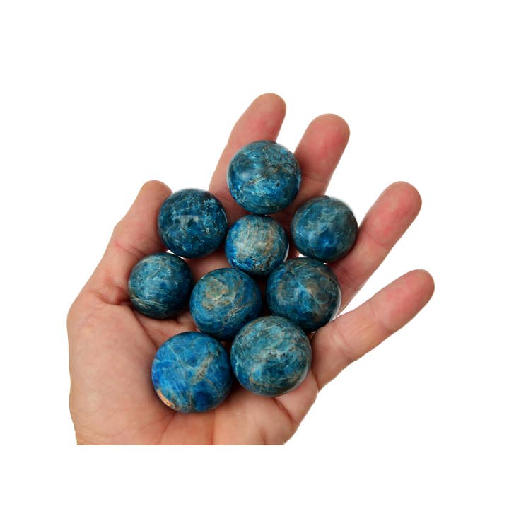 Kaia & Crystals – wholesale Spiritual stone/crystal – Blue Apatite Sphere Stone (25mm - 45mm) - Crystal Ball