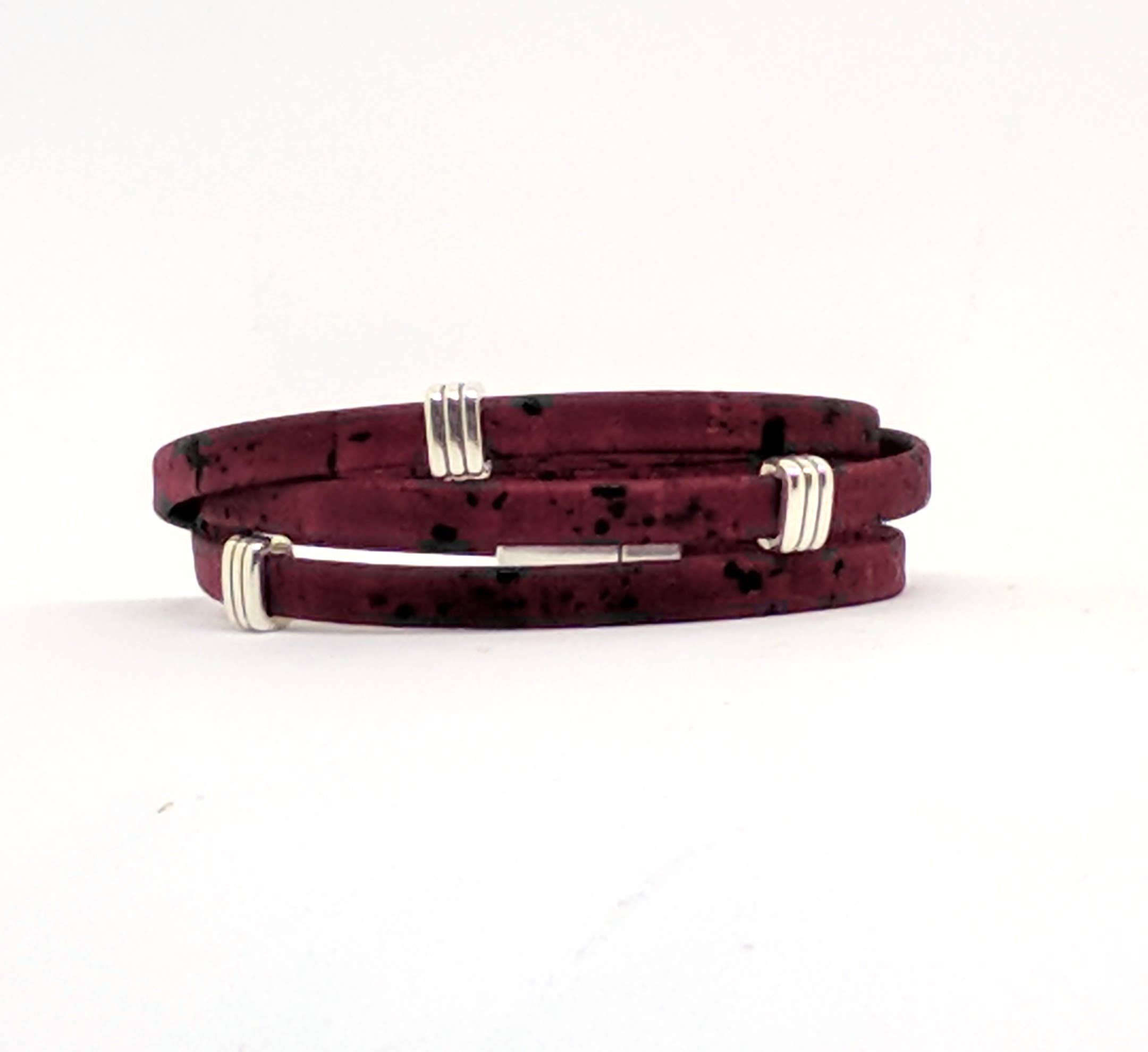 Elisabetta Studio - Wholesale Bangle Bracelet - Striped Bands - Triple Wrap Cork Bracelet2