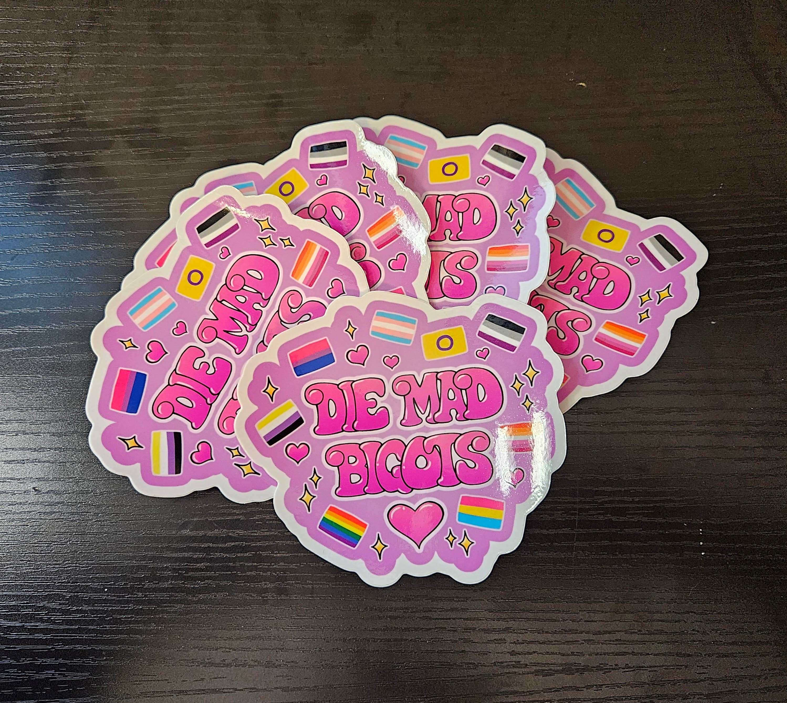 Sleepy Moth - Wholesale Sticker - "Die Mad Bigot" die-cut vinyl sticker2