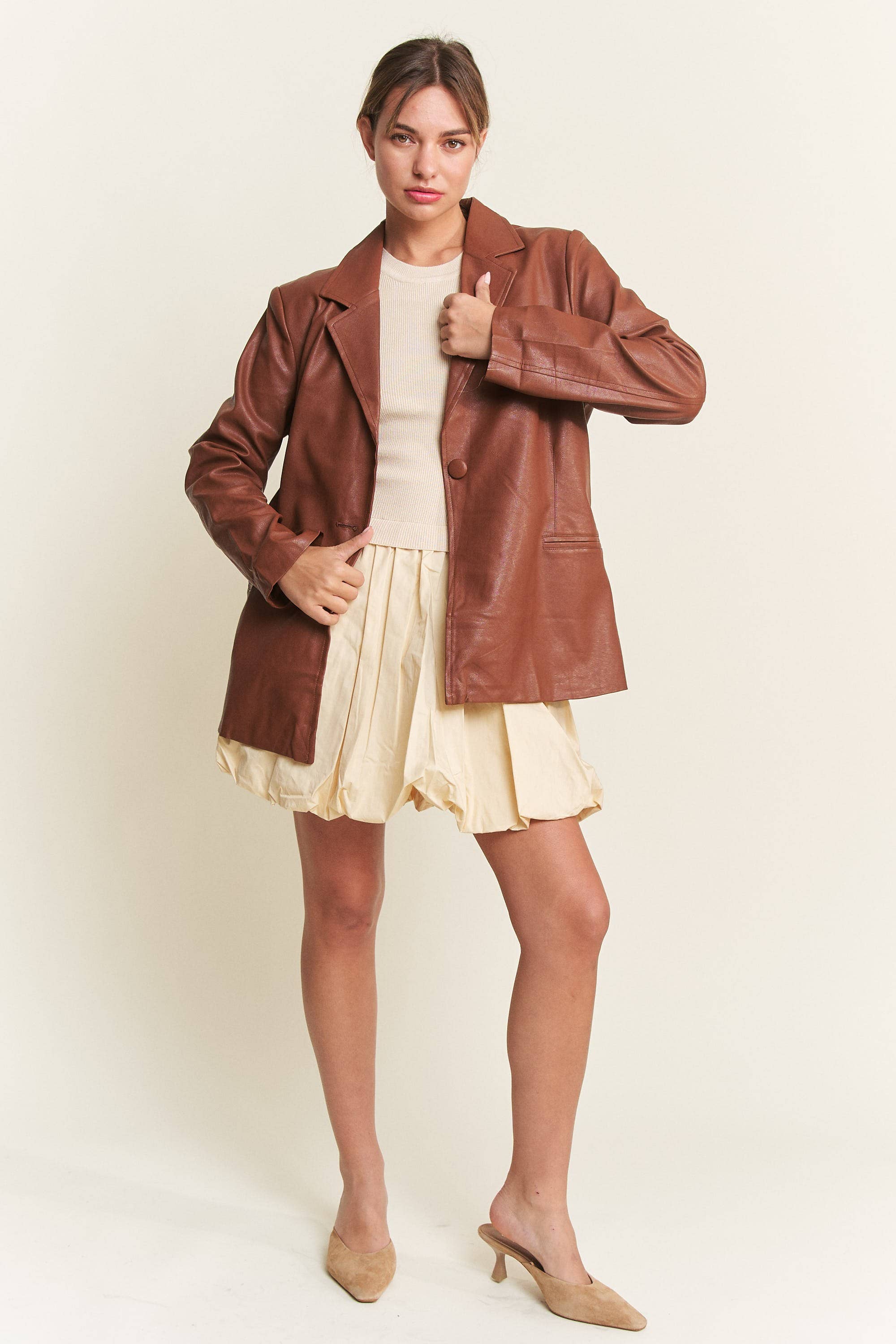 In The Beginning - Wholesale Jacket - Women's - Dark Brown Faux Leather Jacket 8