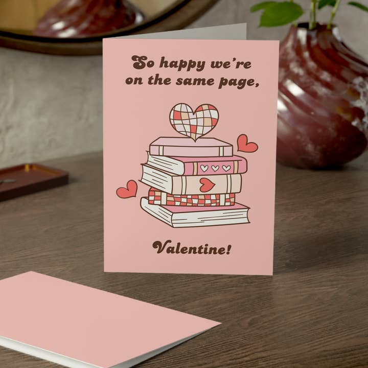 Carte de Saint-Valentin pour les amateurs de livres, Carte de vœux littéraire, Mignonne pour la vente par Kaleigh Day Art