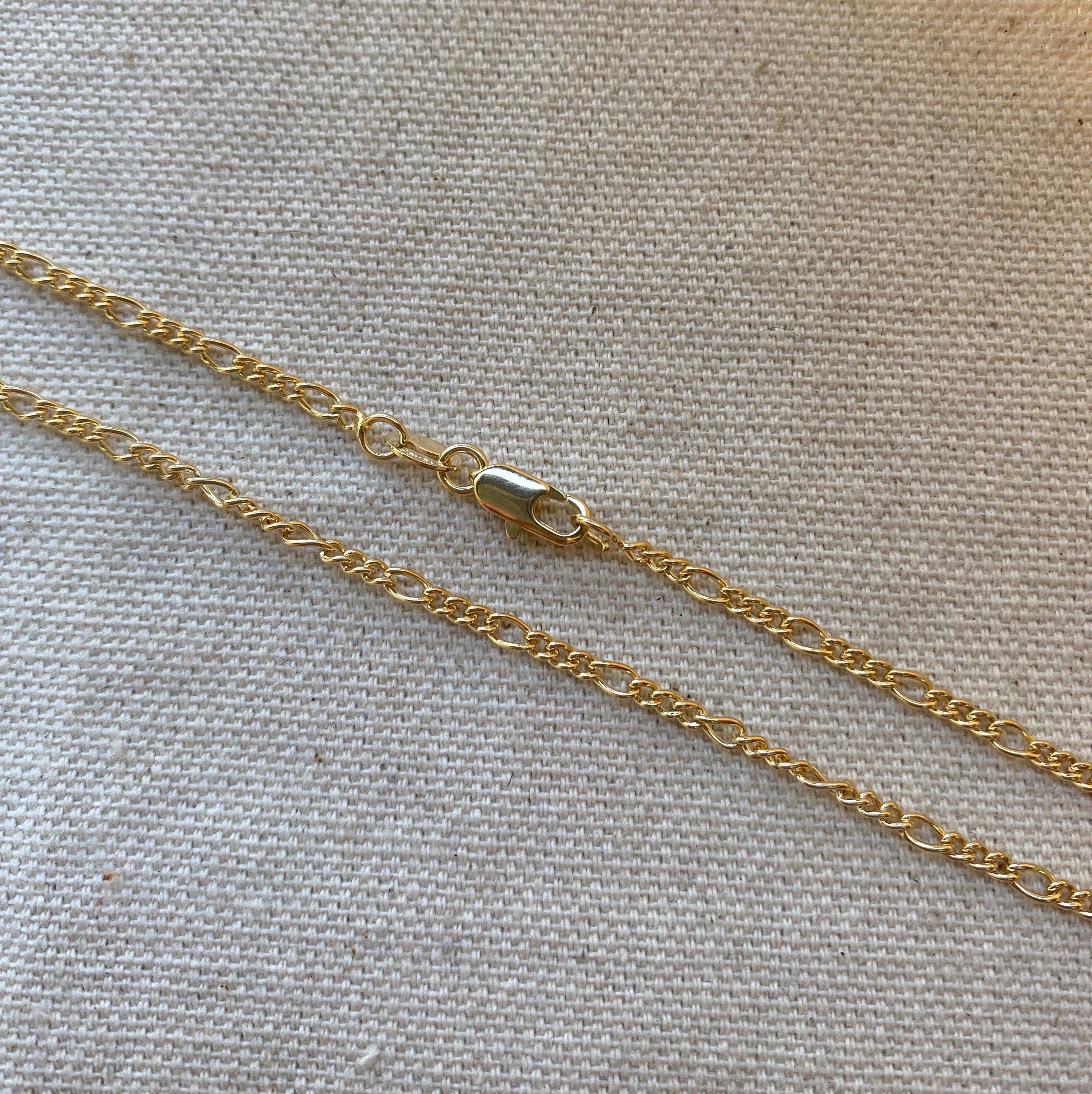 GoldFi - Wholesale Link & Chain Necklace - 18k Gold Filled 2mm Rounded 3x1 Figaro Chain4