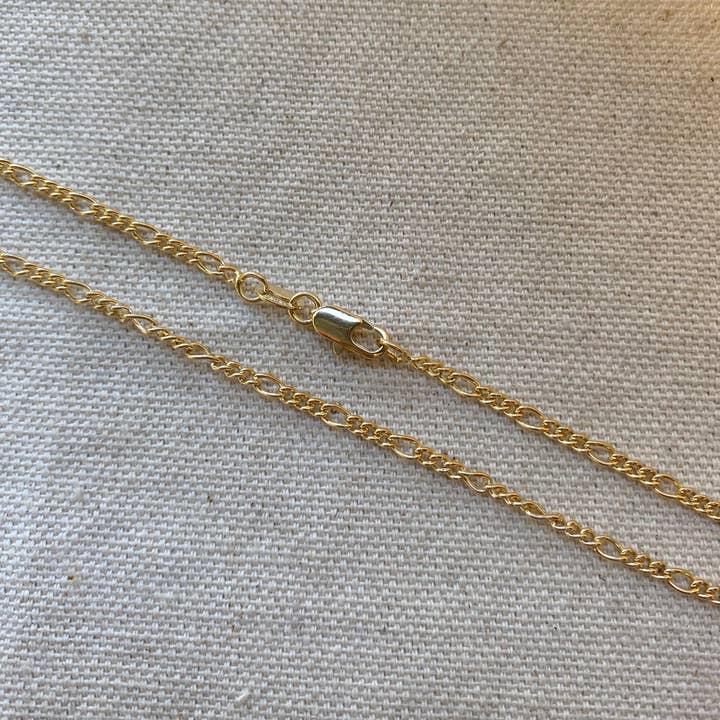 GoldFi - Wholesale Link & Chain Necklace - 18k Gold Filled 2mm Rounded 3x1 Figaro Chain4