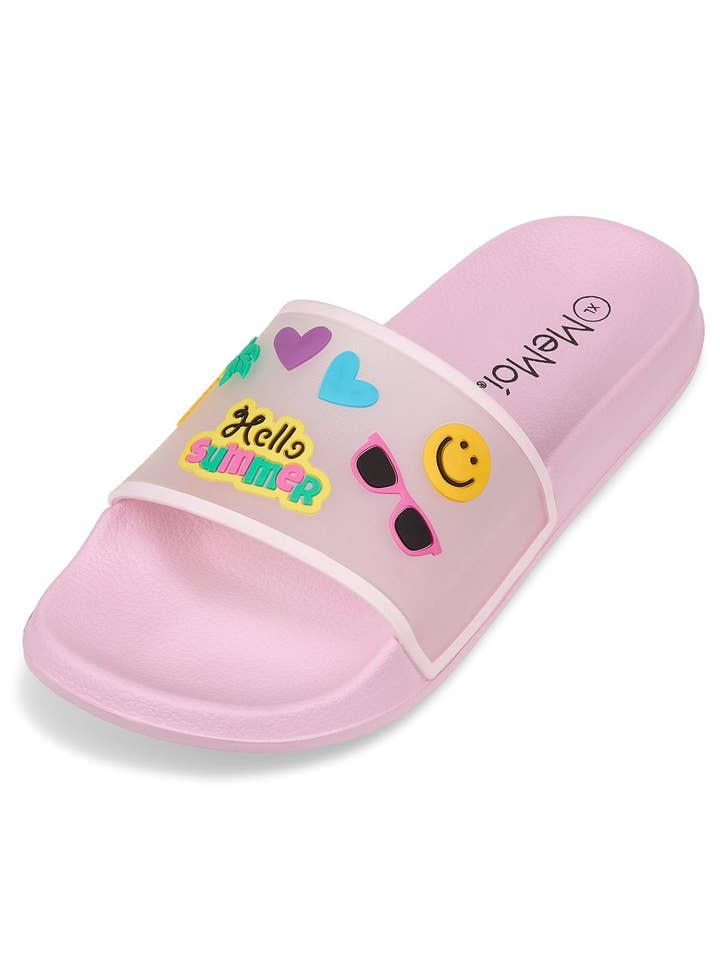 Infinity Classics International Inc. - Wholesale Slippers - Kids - Super-Soft Cushioned "Hello Summer" Slide Sandal