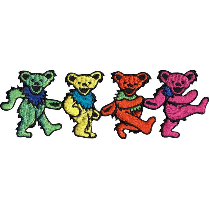 Square Deal Recordings & Supplies - Wholesale Patch - Patch - Grateful Dead - 4 Dancing Jerry Bears 6.25" 60s Rock