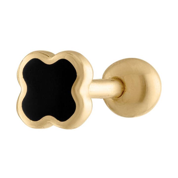 14-karaats massief gouden helix piercingoorring | Tragus „X” Cartilage Sieraden voor wholesale door Zahav Jewelry