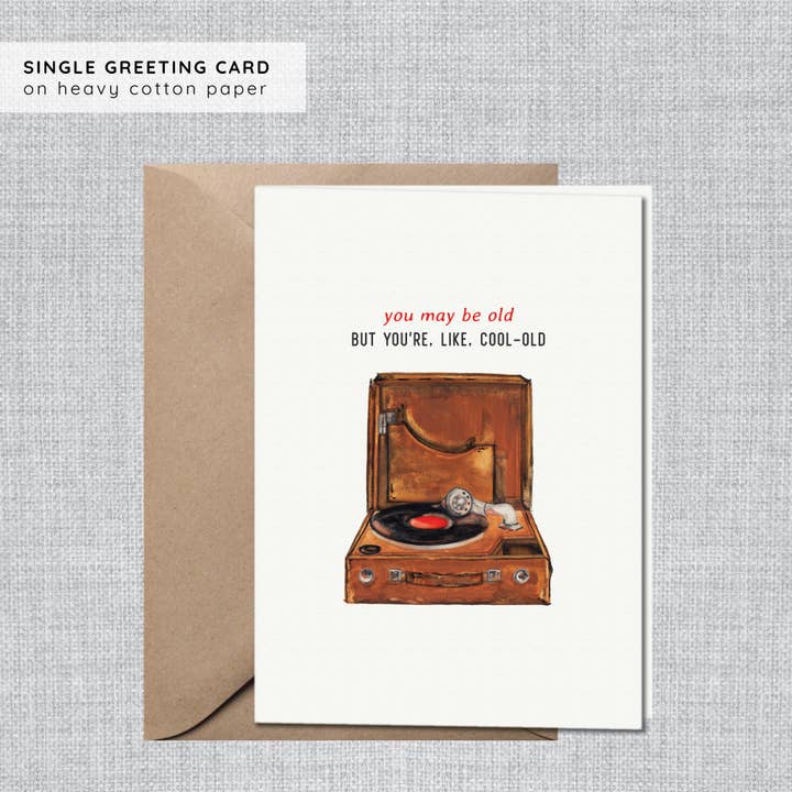 Vinyl Record Birthday Card for Him | Funny Birthday Card Guy for wholesale by Gina Maher | Watercolor