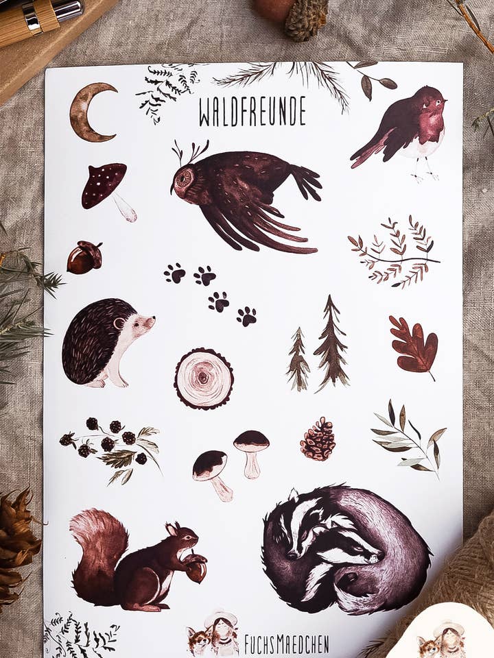 Klistermærkeark Skovvenner for engroshandel hos FuchsMaedchen