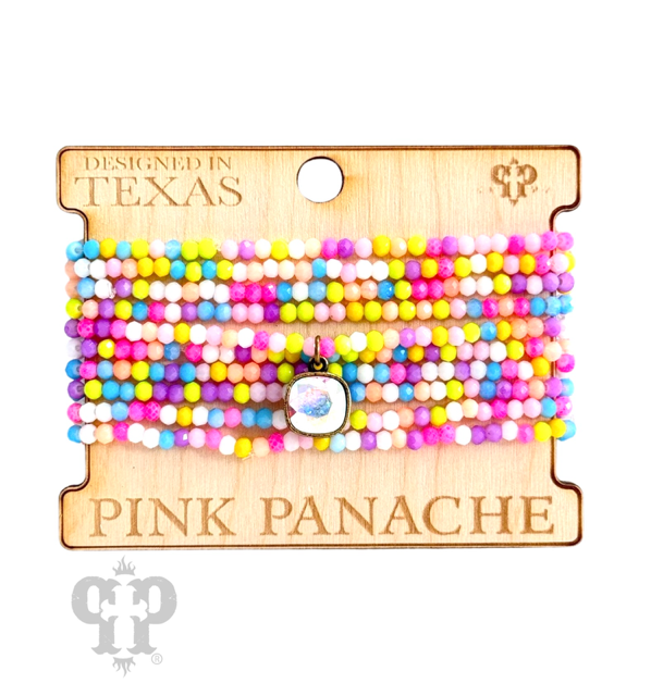 Pink Panache Brands - Wholesale Beaded Bracelet - Faceted small bead bracelet set with Austrian crystal - LC10