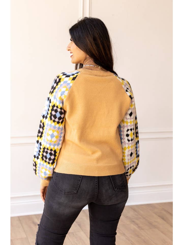 Tan Enchanting Crochet Cozy Sweater for wholesale on Faire2