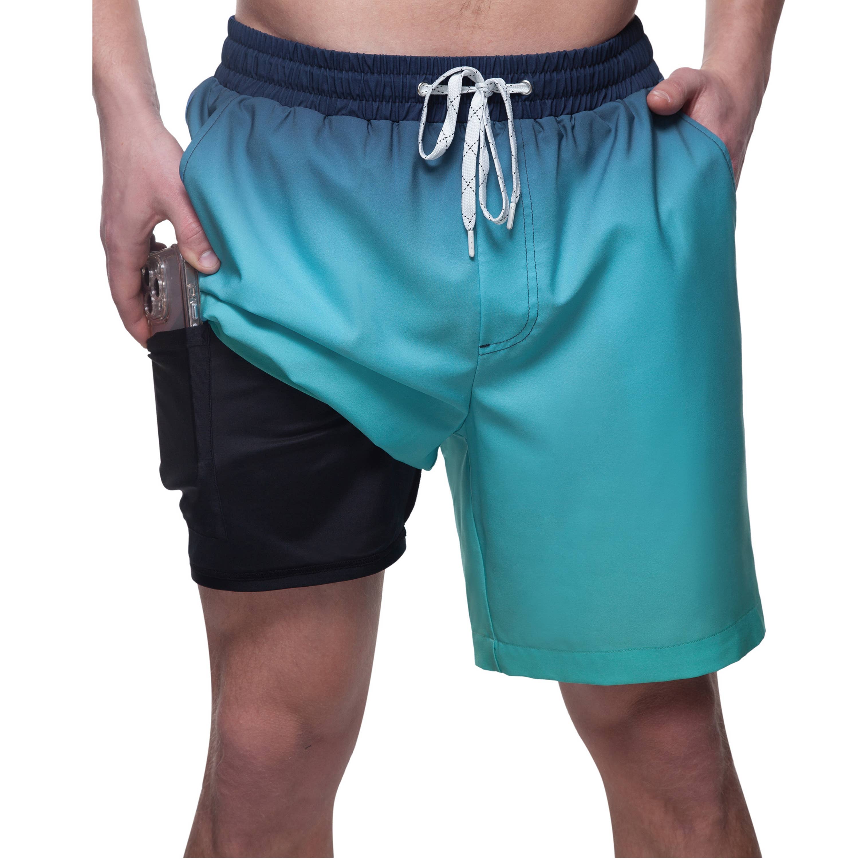 Rokka & Rolla - Wholesale Swim Shorts - Men's - Men's 7'' Stretch Swim Short with Compression Liner Swimwear30