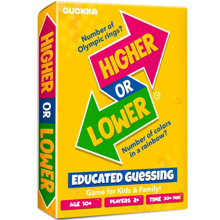 Higher or Lower? Kids & Family Quiz & Trivia Card Game for wholesale by QUOKKA