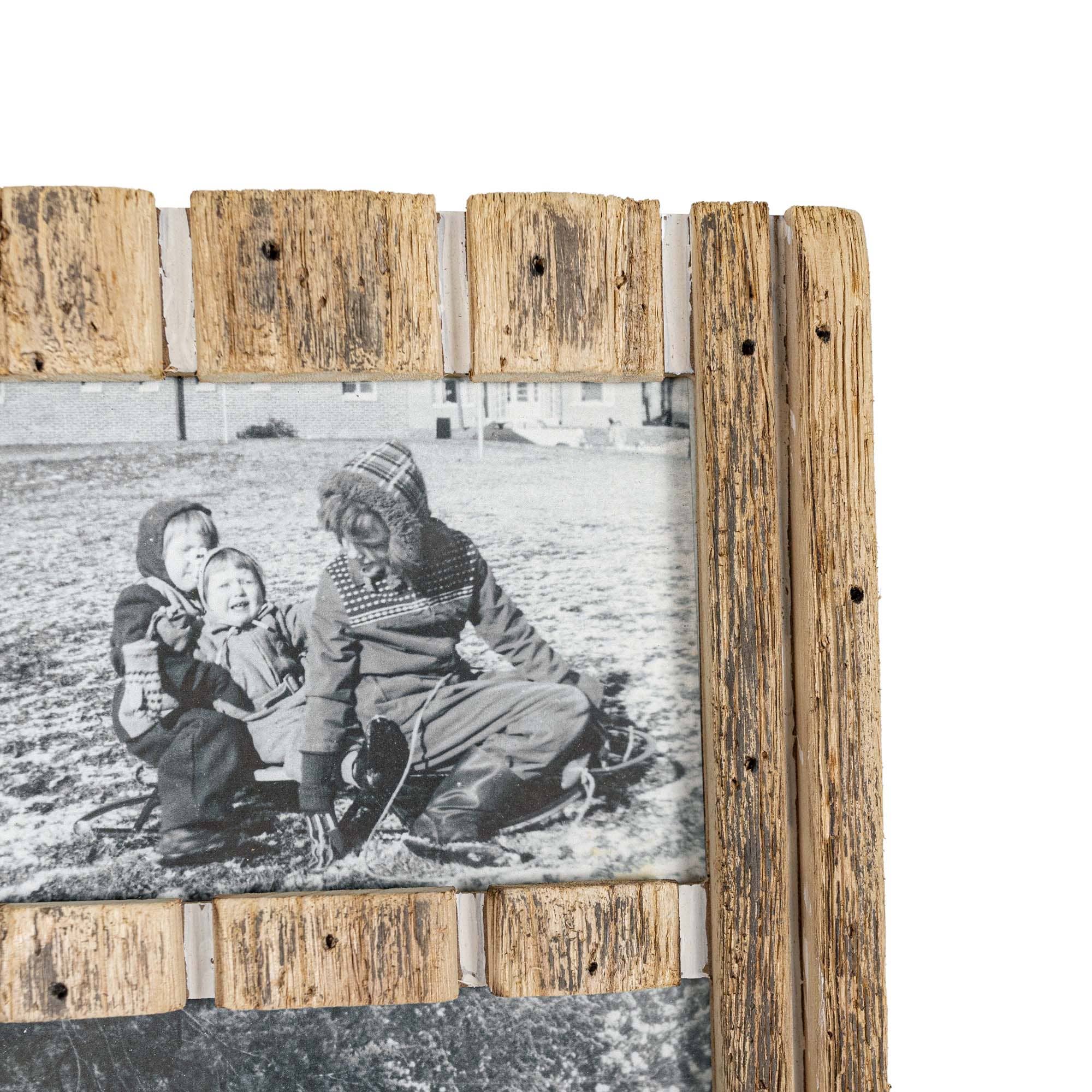Foreside Home & Garden - Wholesale Picture Frame - Turner 5x7 2 Photo Striped Driftwood Collage Picture Frame1