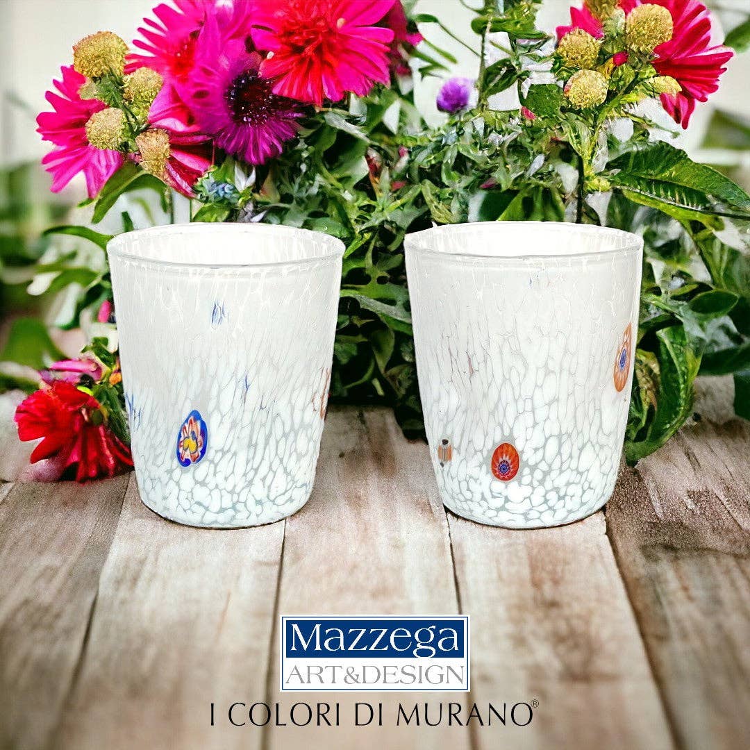 Mazzega Art & Design - Wholesale Drinking Glass/Cup - Handmade Blown Glass Goto Tumbler Glasses with Murrine Murano - The Colors of Murano - “Tumbler 350 ml. 1