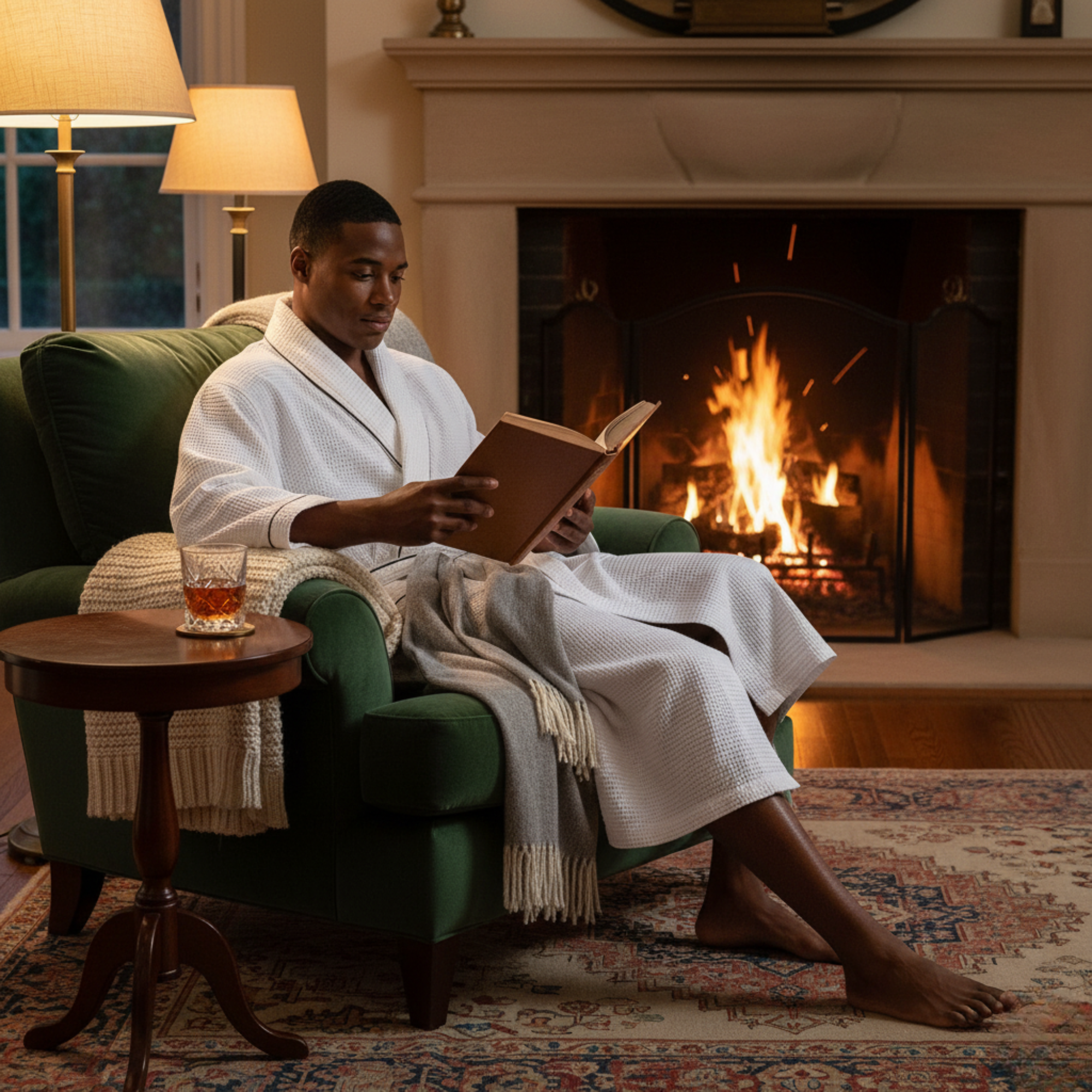 Lotus Linen - Venta al por mayor Bata - Hombre - Albornoz de doble tela tipo waffle para hombre4