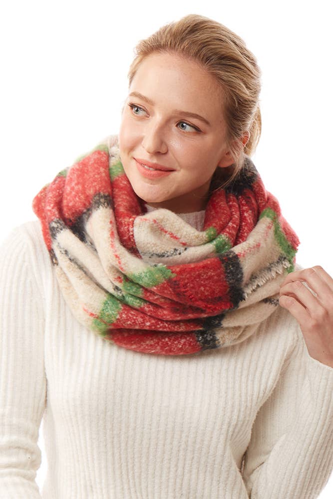 Hana - Wholesale Scarf - Women's - Colorful Plaid Infinity Scarf12
