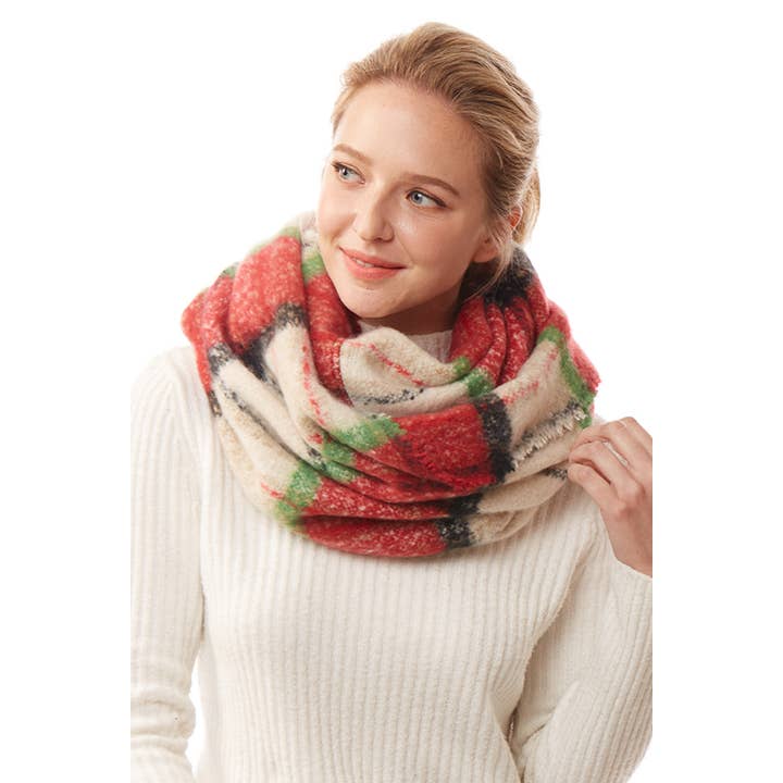 Hana - Wholesale Scarf - Women's - Colorful Plaid Infinity Scarf12