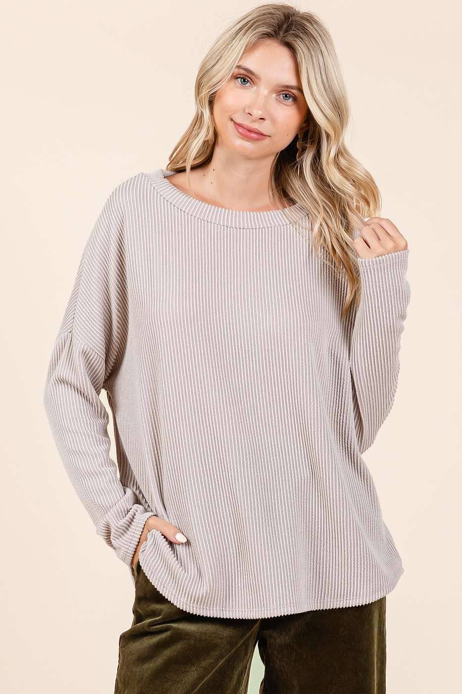 mittoshop - Wholesale Tunic - Women's - URBAN RIB KNIT LONG SLEEVE RELAXED FIT TOP9