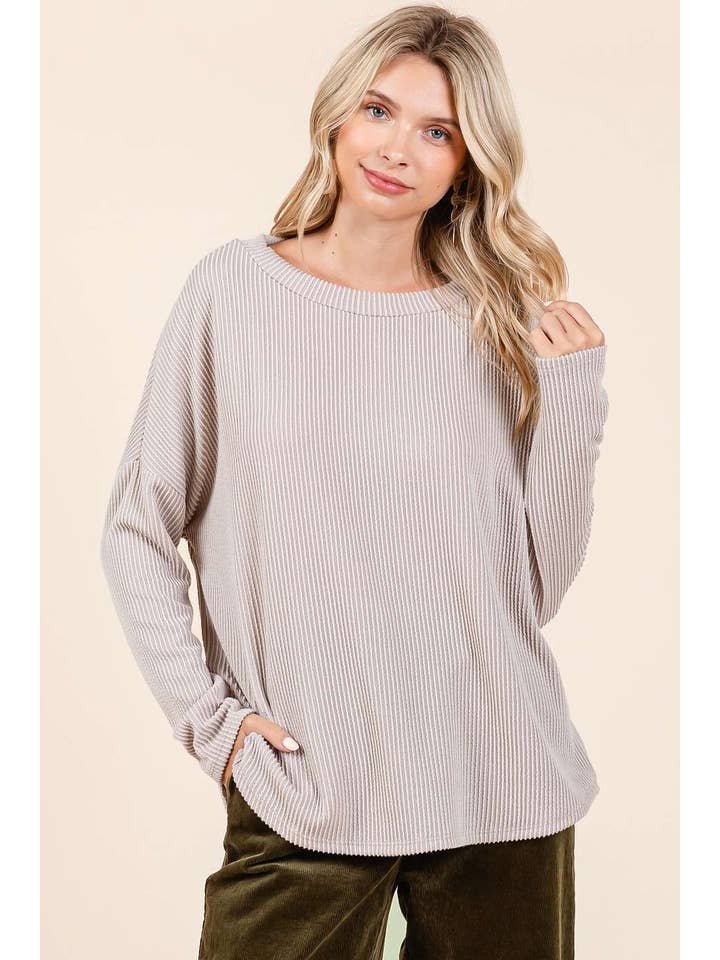 mittoshop - Wholesale Tunic - Women's - URBAN RIB KNIT LONG SLEEVE RELAXED FIT TOP9