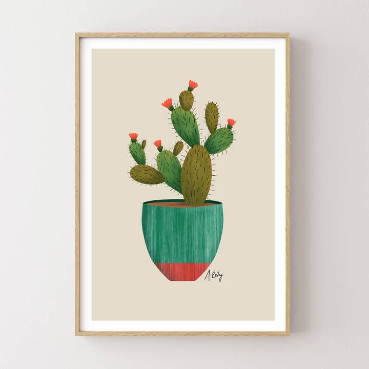 Paddle Cactus - cactus illustration print for wholesale by Annie Bailey Art