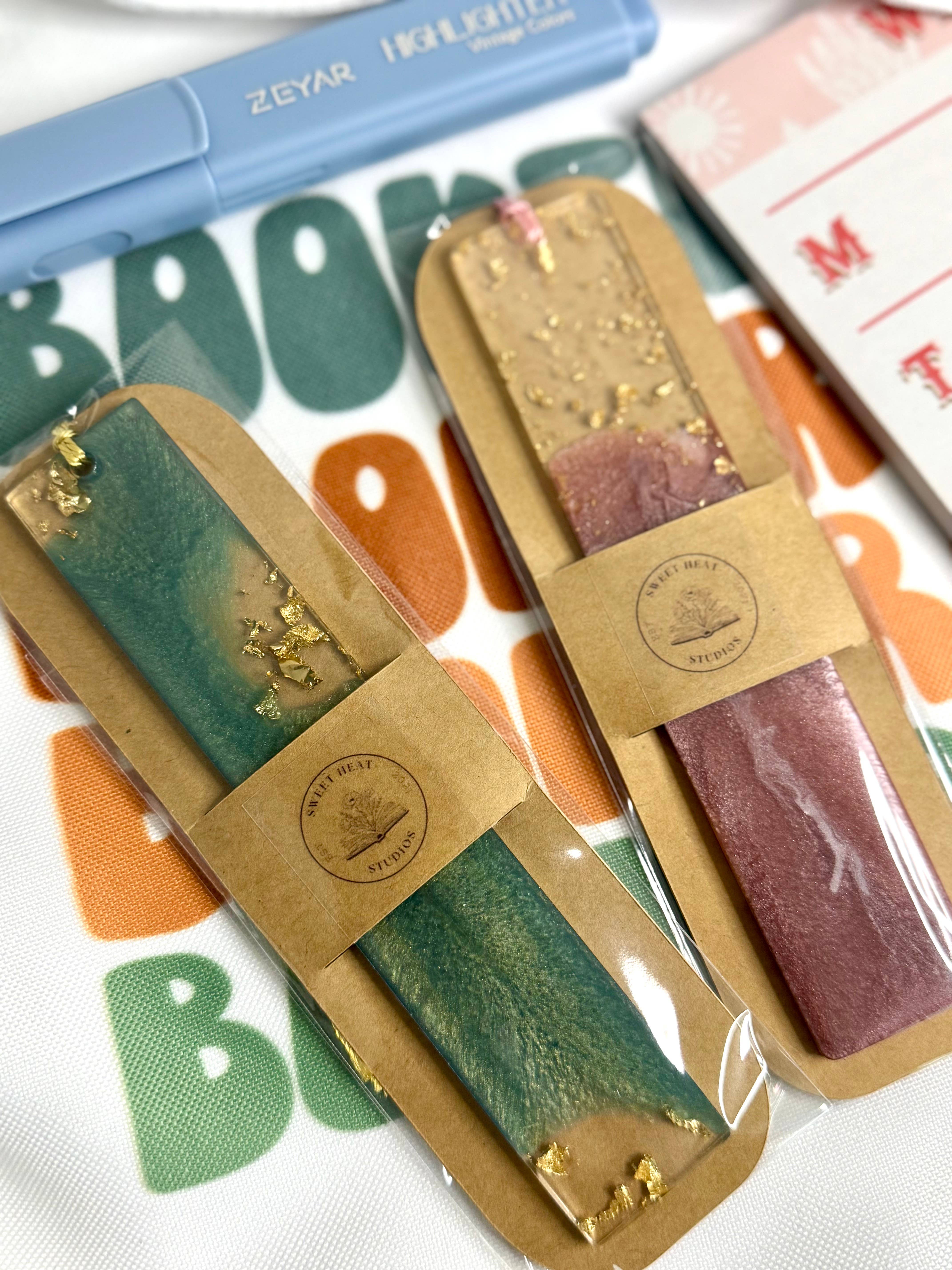 Sweet Heat Studios - Wholesale Bookmark - Pastel and Gold Flake Resin Bookmarks3