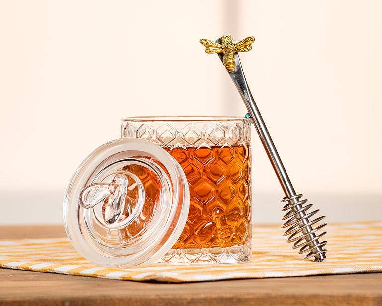 Abbott - Wholesale Honey Pot - Honeycomb Jar with Bee on Sealed Lid-5"H4