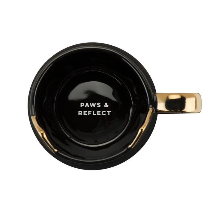 Pinky Up - Wholesale Coffee Mug - Chloe™ Ceramic Mug Cat Paws and Reflect in Black and Gold2
