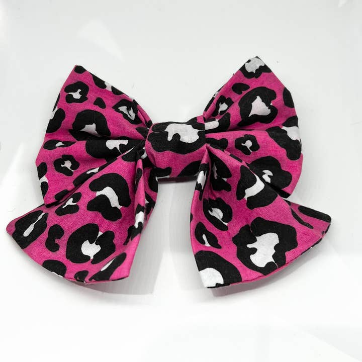 Higgins & Lyla - Wholesale Pet Bow Tie - Dog - Higgins & Lyla Hot Pink Leopard Print Tail Bow Tie1